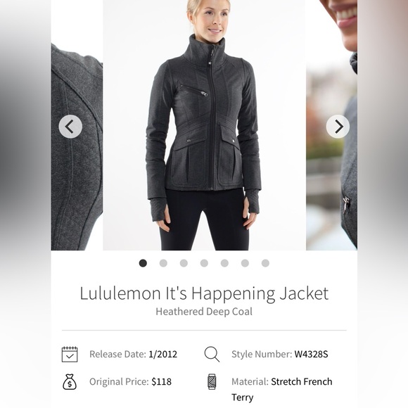 Lululemon It’s Happening Jacket Heathered Deep Coal Size 6 - Picture 8 of 16